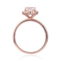 White Topaz Halo Engagement Ring in Rose Gold by Fine Color Jewels