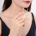 White Topaz Halo Engagment Ring by Fine Color Jewels