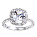 White Topaz Halo Engagment Ring by Fine Color Jewels