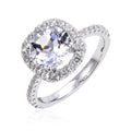 White Topaz Halo Engagment Ring by Fine Color Jewels