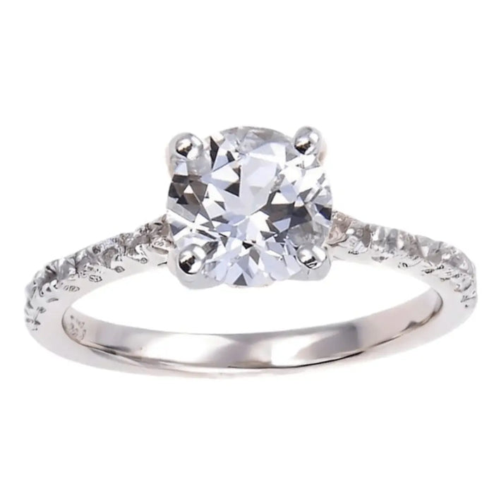White Topaz Pave Promise Ring by Fine Color Jewels