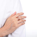 White Topaz Sapphire Four Band Fashion Ring by Fine Color Jewels