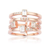 White Topaz Sapphire Four Band Fashion Ring