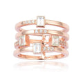 White Topaz Sapphire Four Band Fashion Ring by Fine Color Jewels