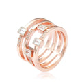 White Topaz Sapphire Four Band Fashion Ring by Fine Color Jewels