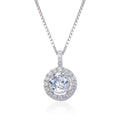 White Topaz Silver Halo Necklace by Fine Color Jewels