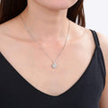 White Topaz Silver Halo Necklace by Fine Color Jewels