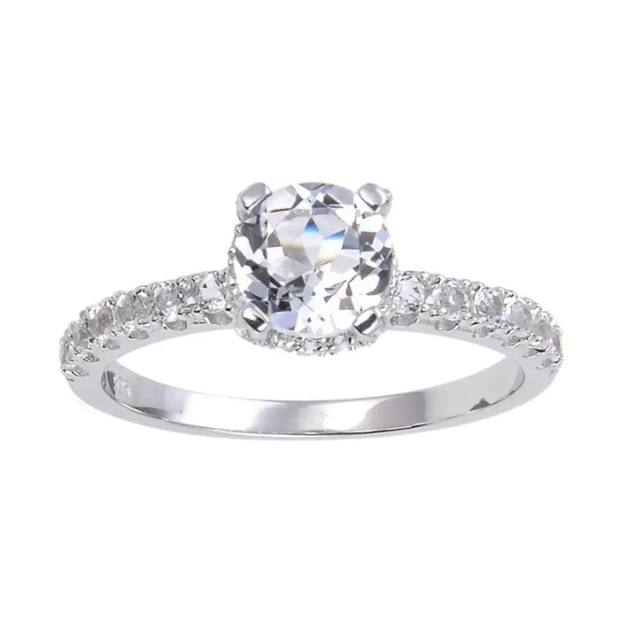 White Topaz Solitiare Engagement Ring by Fine Color Jewels