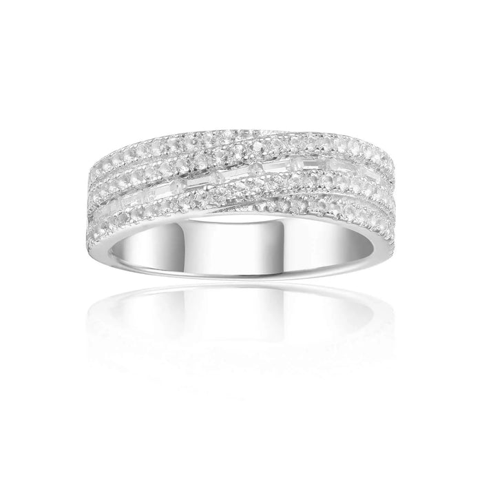 White Topaz Twisted Band Engagement Ring by Fine Color Jewels