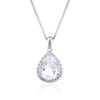 White Topaz Wide Teardrop Necklace