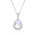 White Topaz Wide Teardrop Necklace by Fine Color Jewels