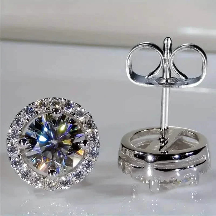 White Zirconia Round Stud Earrings by DailySale
