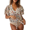 Free People Call Me Later Printed Bodysuit - Sweet Combo - Small by Vanessa Jane