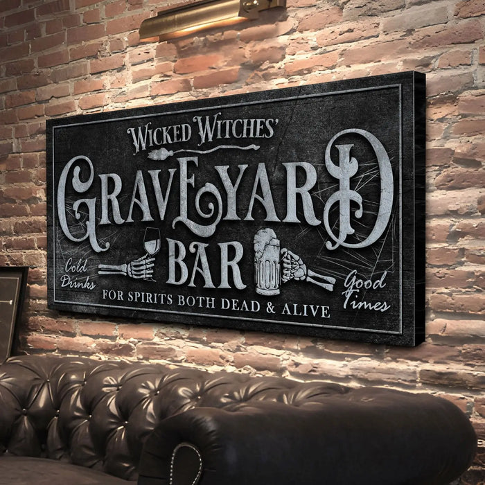 Wicked Witches' Graveyard Bar Halloween Sign II by Tailored Canvases