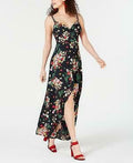 B Darlin Juniors Printed Button-Front Maxi Dress -1/2 Black by Vanessa Jane