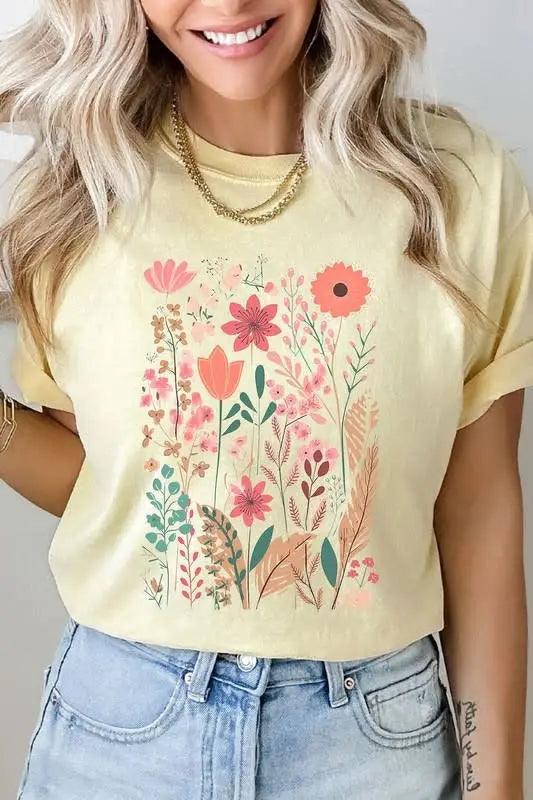 Wild Flower Field Comfort Colors Tee - Butter by Boutique 23