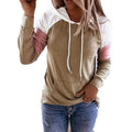 Winter Women’s Fashion Casual Sweatshirts Long Sleeve Hooded Pullover Loose Block Color Pockets Sweatshirts by DailySale