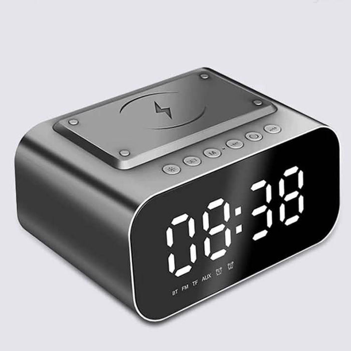 Wireless Charger Alarm Clock Bluetooth Speaker LED Smart Digital Clock by DailySale