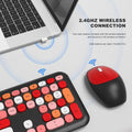 Wireless Keyboard and Mouse Combo - Full-Size Keyboard Black Red Flush Keys by Zerodamage Sahara Case LLC