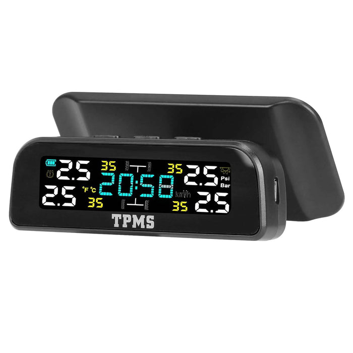 Wireless Solar Car Tire Pressure Monitoring System Auto Tire Pressure with Sensors Temperature Alarm by DailySale