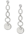 Inc Crystal and Disc Charm Linear Drop Earrings by Vanessa Jane