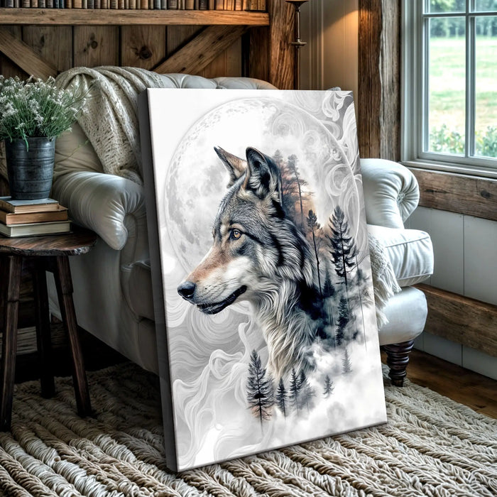 Wolf Double Exposure Wall Art by Tailored Canvases