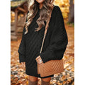 Women Crewneck Long Sleeve Oversized Cable Knit Chunky Pullover Short Sweater Dresses by DailySale
