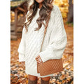 Women Crewneck Long Sleeve Oversized Cable Knit Chunky Pullover Short Sweater Dresses by DailySale