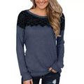 Women Fashion Black Lace Top Long Sleeve Elegant Casual Sweatshirt Blouse by DailySale