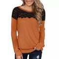 Women Fashion Black Lace Top Long Sleeve Elegant Casual Sweatshirt Blouse by DailySale