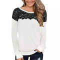 Women Fashion Black Lace Top Long Sleeve Elegant Casual Sweatshirt Blouse by DailySale