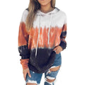 Women Hoodies Tops Tie Dye Printed Long Sleeve Drawstring Pullover Sweatshirts with Pocket by DailySale