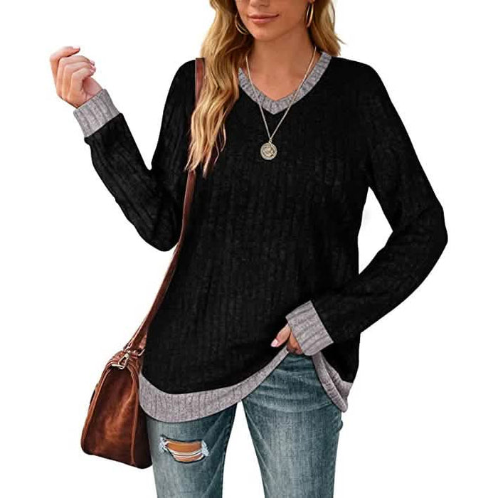 Women Lightweight V Neck Long Sleeve Tunic by DailySale
