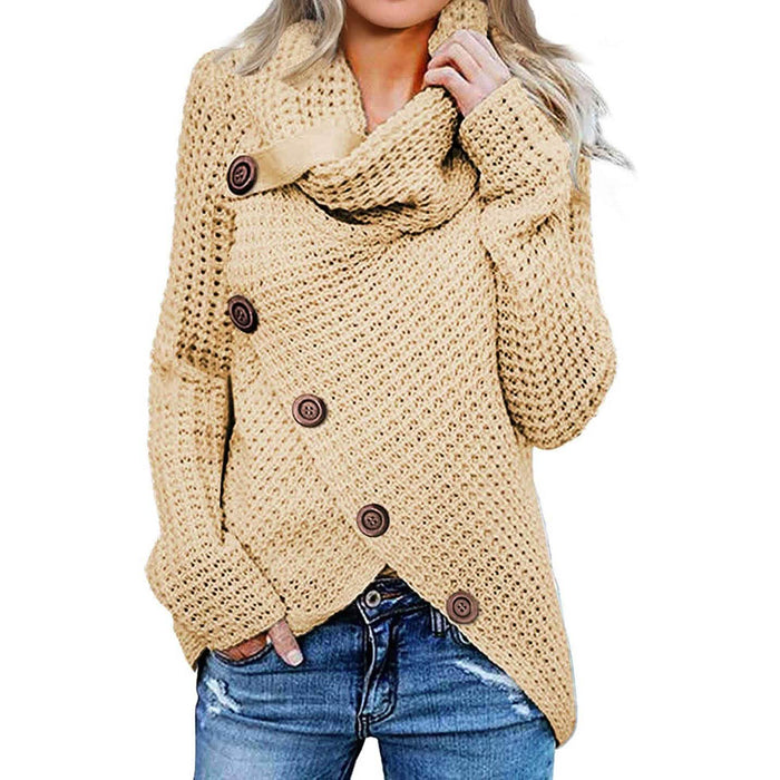 Women Long Sleeve Asymmetric Wrap Pullover Sweater Jumper Tops by DailySale
