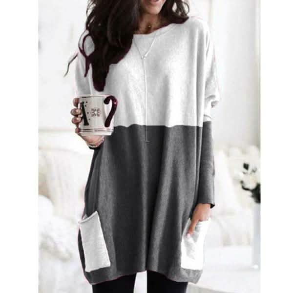 Women Long Sleeve Casual Pocket T-Shirt Loose Plus Size Top Blouse by DailySale