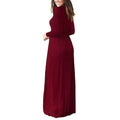 Women Long Sleeve Loose Plain Maxi Dresses Casual Long Dresses with Pockets by DailySale