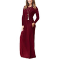 Women Long Sleeve Loose Plain Maxi Dresses Casual Long Dresses with Pockets by DailySale