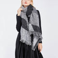 Women Long Soft Knitted Shawl Extra Thick Plaid Blanket Wrap Cape by DailySale