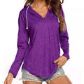 Women Modern Deep V Neck Solid Drawstring Loose Sweatshirt Basic Tunic