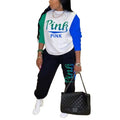 Women Pink Letter Print Long Sleeve Top and Pants Spring Streetwear by DailySale