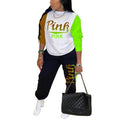 Women Pink Letter Print Long Sleeve Top and Pants Spring Streetwear by DailySale