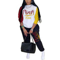 Women Pink Letter Print Long Sleeve Top and Pants Spring Streetwear by DailySale
