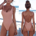 Women Sexy Push Up One-piece Backless Solid Retro Triangle Swimsuit by DailySale