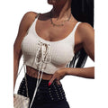 Women Sleeveless Lace Up Knitted Cami Tank Top Sexy Loose Crop Tops Blouse by DailySale