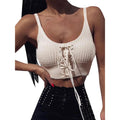 Women Sleeveless Lace Up Knitted Cami Tank Top Sexy Loose Crop Tops Blouse by DailySale