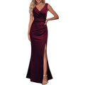 Women Sleeveless V Neck Split Evening Cocktail Long Dress by DailySale