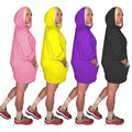 Women Solid Color Knitted Oversized Hooded Dress Casual Streetwear by DailySale