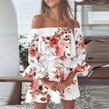 Women's 3/4 Length Sleeve Floral Ruffle Summer Spring Off Shoulder Dress by DailySale