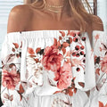 Women's 3/4 Length Sleeve Floral Ruffle Summer Spring Off Shoulder Dress by DailySale