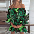 Women's 3/4 Length Sleeve Floral Ruffle Summer Spring Off Shoulder Dress by DailySale